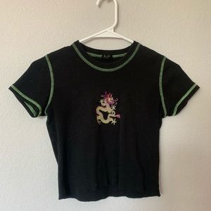 Brandy Melville Black Dragon Crop Top